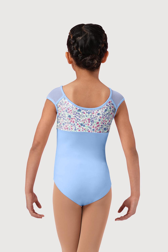  LM51555G - Mirella Ditsy Floral Girls Mesh Cap Sleeve Leotard in  colour
